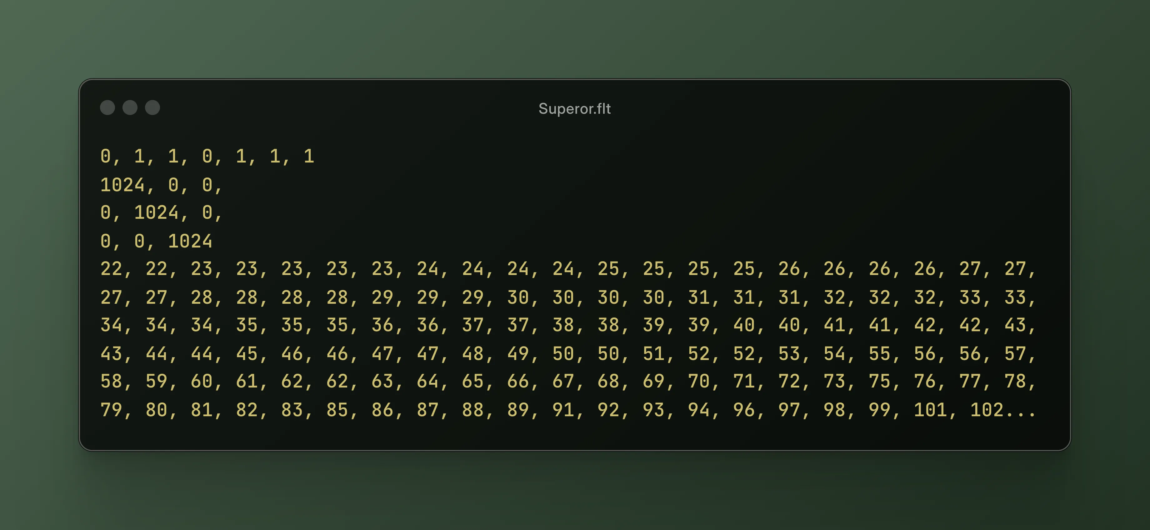 Example of a filter file contents
